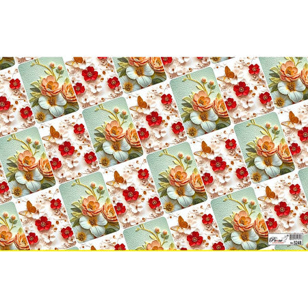 Gift Wrapping Paper - Mix Flower Print, Pack of 25 Sheets 70x48cm - 5248