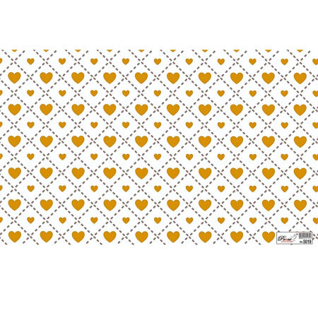 Gift Wrapping Paper - Golden Heart Print, Pack of 25 Sheets 70x48cm - 5019