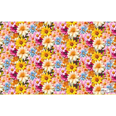 Gift Wrapping Paper - Multicolour Flower Print, Pack of 25 Sheets 70x48cm - 5270