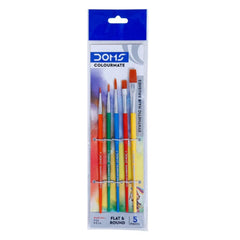 Doms Colourmate Brushes Flat & Round - Assorted Pack of 5