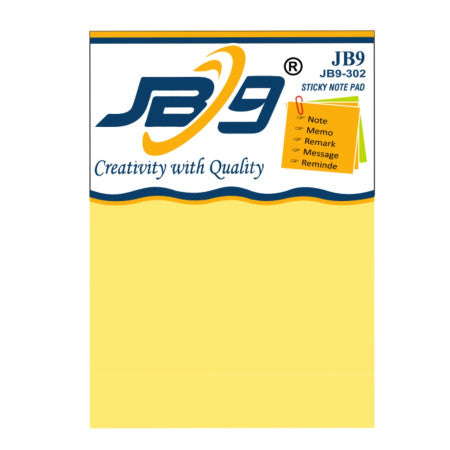 JB9 Yellow Sticky Note Pad - 50x75mm (2x3inch) - 302