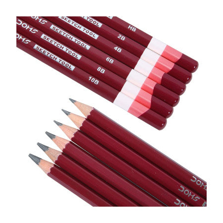 Doms Drawing Pencils - Set of HB, 2B, 4B, 6B, 8B, 10B Pencils