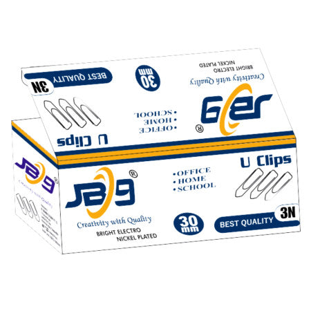 JB9 Nickle Plated 'U' Paper Clips - 35mm - N30
