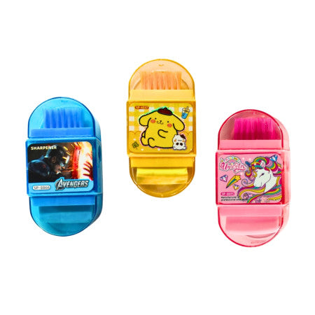 3-in-1 Pencil Eraser & Sharpener with Brush Multicolour - Mix Design