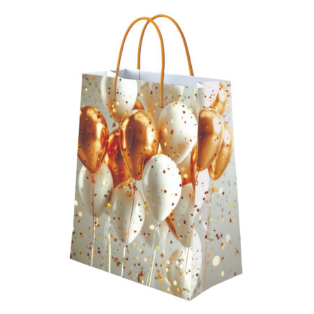 Gold & Silver Balloon Art Print Gift Paper Bag (Small)- S-136