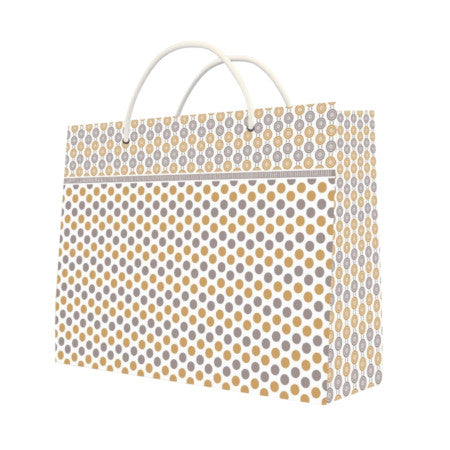 Gold & Silver Polka Dot Art Print Paper Bag (Horizontal-Medium)- GS-MH-104