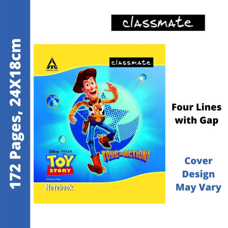 Classmate Notebook - Four Lines with Gap, 172 Pages, 24x18 cm (2000226) - MRP - Rs. 48