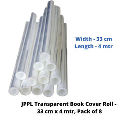 JPPL Transparent Book Cover Roll - 33 cm x 4 mtr, Pack of 8