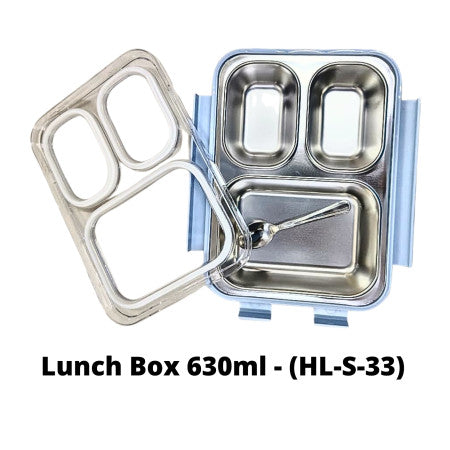 Pratap Bento 3C Stainless Steel Lunch Box 630ml - (HL-S-33)