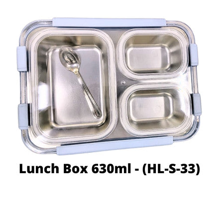 Pratap Bento 3C Stainless Steel Lunch Box 630ml - (HL-S-33)