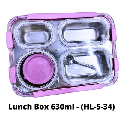 Pratap Bento 4C Stainless Steel Lunch Box 630ml - (HL-S-34)