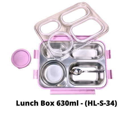Pratap Bento 4C Stainless Steel Lunch Box 630ml - (HL-S-34)