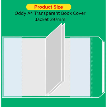 Oddy A4 Transparent Book Cover Jacket 297mm (Pack of 10)- BCJ-02-10