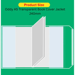 Oddy A5 Transparent Book Cover Jacket 240mm (Pack of 10)- BCJ-01-10