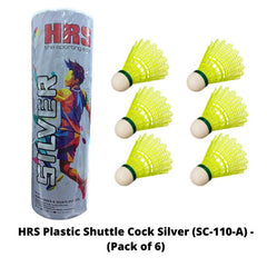 HRS Plastic Shuttle Cock Silver (SC-110-A) - (Pack of 6) New