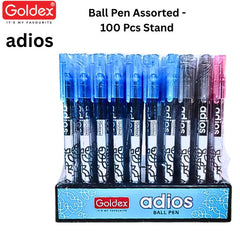 Goldex Adios Ball Pen Assorted - 100 Pcs Stand