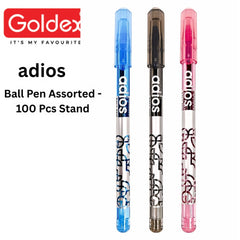 Goldex Adios Ball Pen Assorted - 100 Pcs Stand