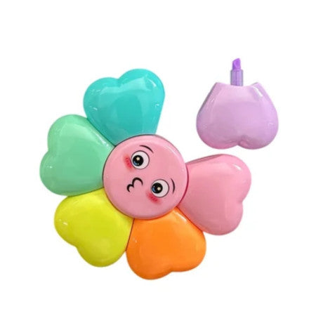 Myly 6 Colours Flower Shape Mini Highlighter PVC Box - NO-003