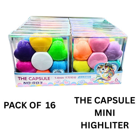 Myly 6 Colours Flower Shape Mini Highlighter PVC Box - NO-003