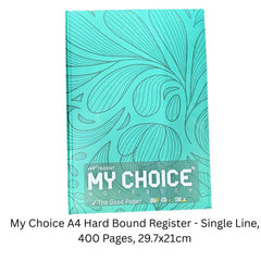 My Choice A4 Hard Bound Register - Single Line, 400 Pages, 29.7x21cm