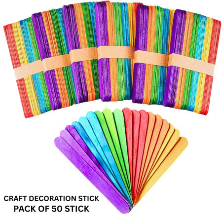 Myly Colorful Ice Cream Sticks - 50 Stick (LONG)