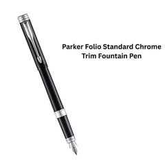 Parker Folio Standard Chrome Trim Fountain Pen - FO-003(MRP - 370)