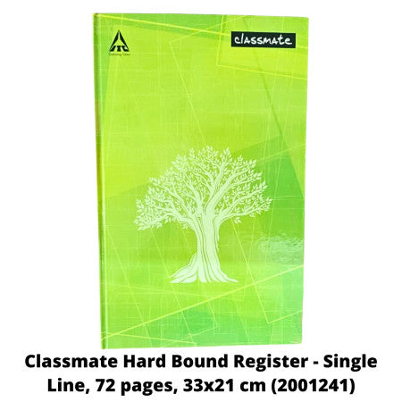 Classmate Hard Bound Register - Single Line, 72 pages, 33x21cm