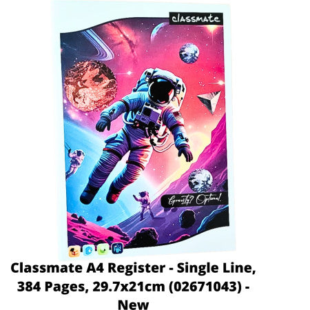 Classmate A4 Register - Single Line, 384 Pages, 29.7x21cm (02671043) - New