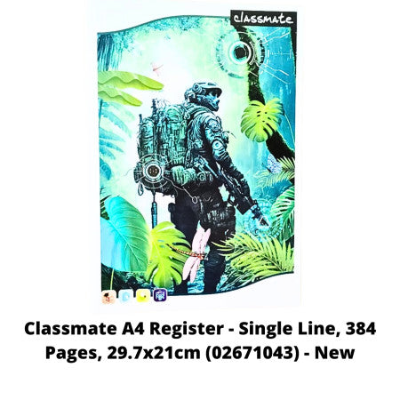 Classmate A4 Register - Single Line, 384 Pages, 29.7x21cm (02671043) - New