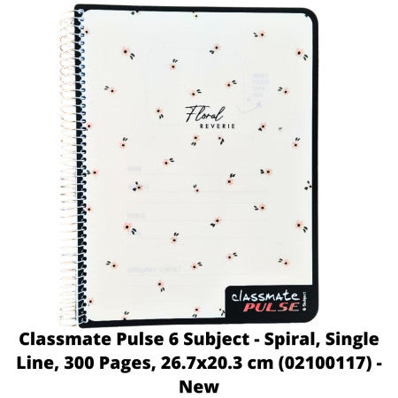 Classmate Pulse 6 Subject - Spiral, Single Line, 300 Pages, 26.7x20.3 cm (02100117) - New