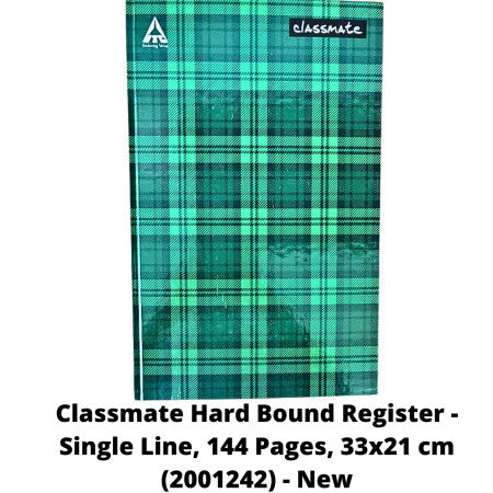 Classmate Hard Bound Register - Single Line, 144 Pages, 33x21 cm (2001242) - New