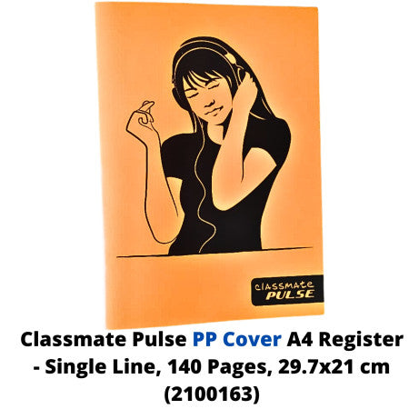 Classmate Pulse PP Cover A4 Register - Single Line, 140 Pages, 29.7x21 cm (2100163)