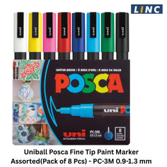 Uniball Posca Fine Tip Paint Marker Assorted(Pack of 8 Pcs) - PC-3M 0.9-1.3 mm