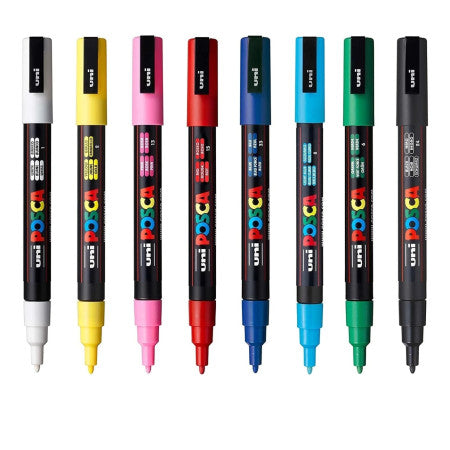 Uniball Posca Fine Tip Paint Marker Assorted(Pack of 8 Pcs) - PC-3M 0.9-1.3 mm