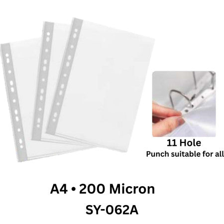 Saya A4 Sheet Protector/Punched Pockets Heavy (50 Sheet pack)(0.2MM)- SY-062A