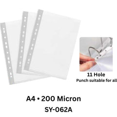 Saya A4 Sheet Protector/Punched Pockets Heavy (50 Sheet pack)(0.2MM)- SY-062A