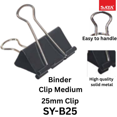 Saya Binder Clip Medium (25MM) -SY-B25