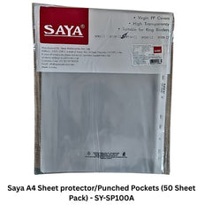 Saya A4 Sheet protector/Punched Pockets (50 Sheet Pack)(0.1MM) - SY-SP100A