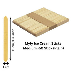 Myly Ice Cream Sticks Medium -50 Stick (Plain)