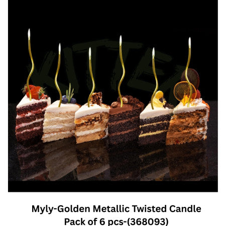 Myly-Golden Metallic Twisted Candle Pack of 6 pcs-(368093)