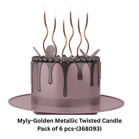 Myly-Golden Metallic Twisted Candle Pack of 6 pcs-(368093)