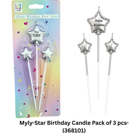 Myly-Star Birthday Candle Pack of 3 pcs-(368101)