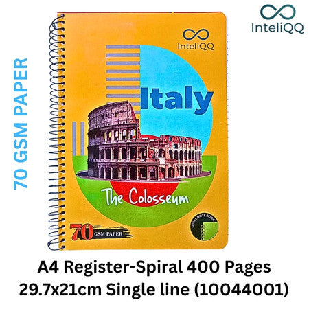 InteliQQ A4 Register -Spiral 400 Pages 29.7x21cm