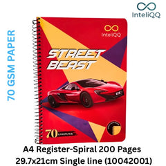 InteliQQ A4 Register -Spiral 200 Pages 29.7x21cm Single line (10042001)