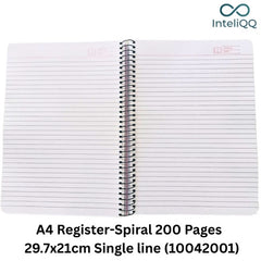InteliQQ A4 Register -Spiral 200 Pages 29.7x21cm Single line (10042001)