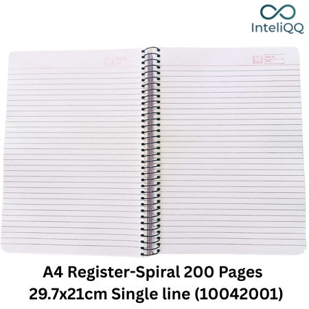 InteliQQ A4 Register -Spiral 200 Pages 29.7x21cm Single line (10042001)