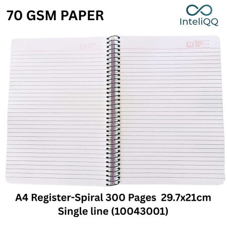 InteliQQ A4 Register -Spiral 300 Pages 29.7x21cm