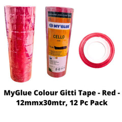 MyGlue Colour Gitti Tape -12mmx30mtr, (1/2 inch) 12 Pc Pack