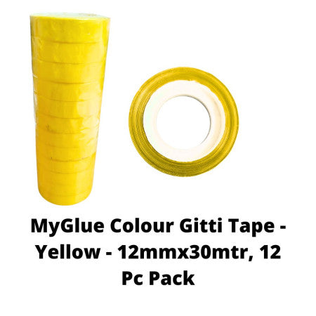 MyGlue Colour Gitti Tape -12mmx30mtr, (1/2 inch) 12 Pc Pack