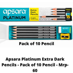 Apsara Platinum Extra Dark Pencils - Pack of 10 Pencil MRP-60